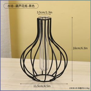 Decorative Vases Golden Ironwork Flowerpot Light Luxury Stability Clear Glass Fashion Visual Effects