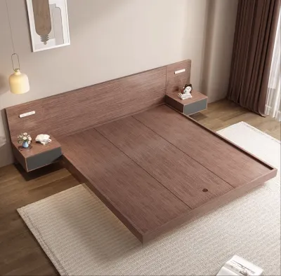 JM MUJI stylish tatami bed floating bed frame bedframe with LED smart lights Dark/light/white/Grey color