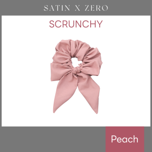 SATIN X ZERO ยางรัดผม ผ้าซาตินเกรดพรีเมี่ยม โดนัทพร้อมโบว์ผูก (Peach) ผมไม่ลีบ ไม่กินผม ไม่หนัก ผ้านุ่มเบาสบายหัว