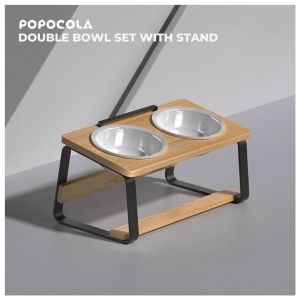 Popocola Double Pet Bowls with Stand