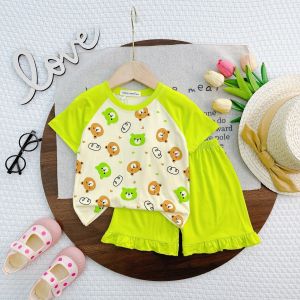 Bộ Cộc Tay Thun Lạnh Minky Mon Dẽ Thương Mềm Mịn Thoáng Mát Cho Bé Gái 10-27kg