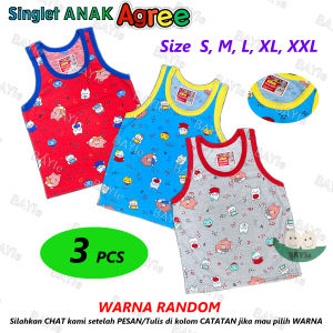 BAYIe - 3 PCS Kaos Singlet/Kutung Bayi/Anak Laki/Perempuan Motif KUCING SG-SM059 AGREE KIDS Size S M L XL XXL
