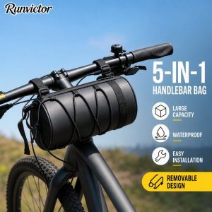 Bike Handlebar Bag Bicycle Frame Tube Pouch Waterproof Large Capacity Reflective Strip Removable Shoulder Strap Mtb Road Cycling