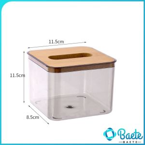 Tissue Box Grey Transparent Paper Roll Box Kitchen Table Napkin Holder Desktop Storage Box S/M/L