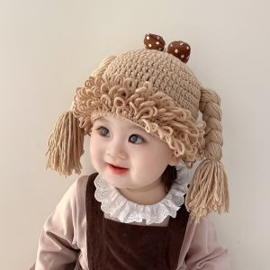 chaoson หมวกหนาว หมวกใส่กันหนาว หมวกกันหนาว ระบายอากาศได้ระบายอากาศ หมวกถักเปียสำหรับเด็ก อีลาสติก กันลม หมวกถักสำหรับเด็ก เหมาะกับการแต่งตัวทุกสไตล์ ดอกไม้ประดับดอกไม้ หมวกทารกแรกเกิด ฤดูหนาวในฤดูหนาว