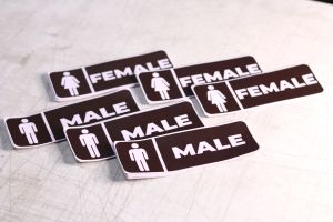 Male and Female Restroom signage sticker 8x3inches l waterproof l strong adhesive sticker