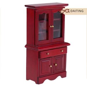 DAITING Đồ nội thất nhà búp bê thu nhỏ 1/12 tủ gỗ đa năng Đồ chơi mô hình Tủ Sách
