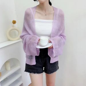 (Stock in KL-076) Women Loose Casual Sun Screen Outwear Knitted Cardigan Raya