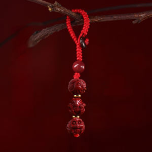 Triad and Hexad Cinnabar Keychain Lucky Keychain Pendant Automobile Hanging Ornament