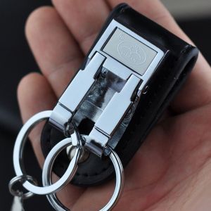 YIDIA Bạc Da thật Kẹp thắt lưng Móc khóa 2 vòng Chuỗi chìa khóa Người giữ vòng chìa khóa