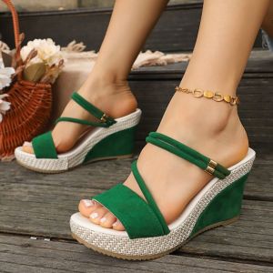 [Free Shipping] Elegant Wedge Heels] Suede Elegant WomenS Platform Heels Ankle Strap Breathable Suede Sandals In Stock