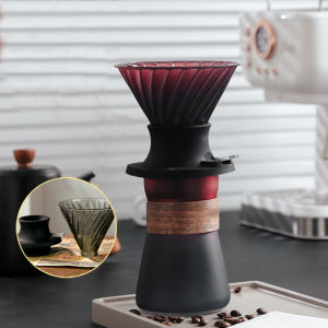 Hand Brewed Coffee Maker Set with Coffee Filter Cup Immersion Dripper Switch Glass Coffee Filters V02 Set for Home Office 500ml