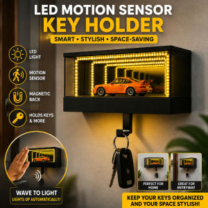 Car Garage Key Holder Wall Mount LED Light Deep Mirror Illusion Magnetic Key Organizer