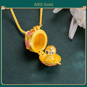 ASIX GOLD 916 gold cute lucky snake pendant necklace 18K gold turnable pendant necklace for women Lucky necklace Wont blacken Wont peel Wedding holiday New Years gifts