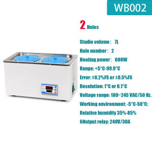 Digital Constant Temperature Water Bath Digital Display Heating Lab Equipment Thermostatic Tank 2/1 Hole 220V