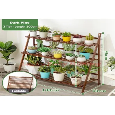 Plant Rack Shelf 3 Tier Flower Stand Natural Bamboo Garden Decor Shelf