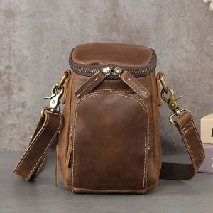 Vintage Top-Grain Leather Crossbody Bag - MensWaist Pack with Belt Loop Convertible Phone Pouch & Casual Small Backpack2026