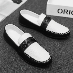 Mens Two-tone Penny Loafers Korean Doudou Shoes For Men Driving Shoes Slip On Soft Flats Casual Leather Shoes For Men