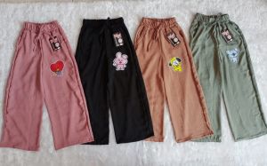 Celana Kulot Cringkle Anak Mixue 6-12 tahun/ Celana anak Mixue perempuan tanggung