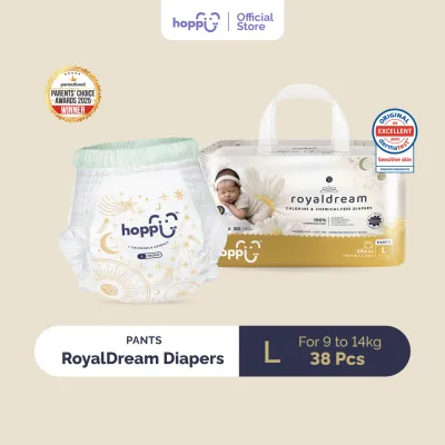 Hoppi RoyalDream Baby Diaper Pants M42/L38/XL32/XXL28 (1 Pack) 100% 7 Chemicals-Free*
