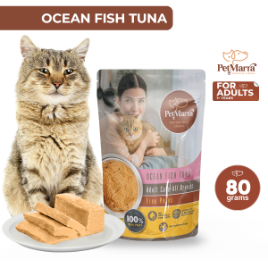 PetMarra Fine Pates Adult Cat Wet Food Pouch Ages 1 Year and Up Ocean Fish Tuna Flavor 80g cats pet foods all breeds