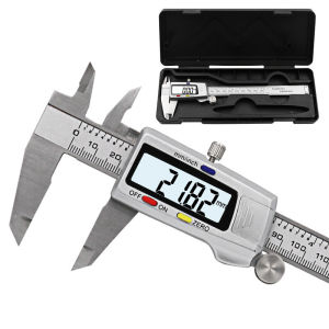 150mm Digital Vernier Caliper Carbon Fibre LCD Measure Tool Battery Millimeter Inch Internal External Diameter Thickness