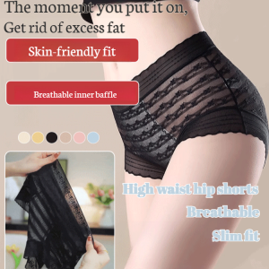 Comfort Hip Lifter Shaping Underwear High Waist Lace Side Tummy Control Panties Breathable Seamless Pants Women