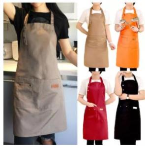 EG【Hot Sale】Solid Color Adjustable Bib Apron Waterproof Stain-Resistant with Two Pockets Kitchen Chef Baking Cooking BBQ Apron