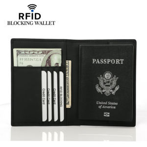 Passport Cover Carbon Fiber Pattern RFID Leather Passport Id Card Holder for Men Travel Purse Organizer Wallet