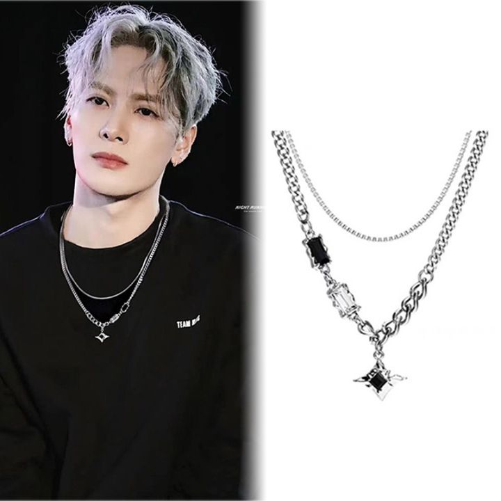 Jackson Wang Necklace Star Butterfly Cross Rapper Hip Hop