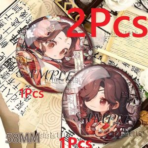 2Pcs/Set Q Version Anime Tian Guan Ci Fu Badge Handmade Tinplate Brooch Heaven’s Blessing Xie Lian Hua Cheng Cartoon Lapel 58mm Pin Jewelry Gift