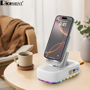 RICHMENT 3-in-1 Mobile Phone Bracket Bluetooth Speaker Power Bank with Smart Flashing Light Multi Functional Phone stand Gifts Cell Phone Stand with Bluetooth Speaker LED Light