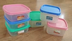 Plastic 6pcs/set Small SQUARE Food Keeper Container Storage Sealer Baby Kids Pets Snacks Baon Lunch #431 #432