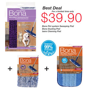 Bona pet system microfiber sweeping pad for multi surface floors