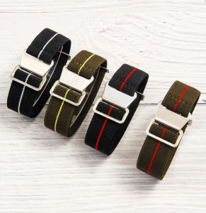 Aotelayer 20mm 22mm   60s French Army NATO Parachute Elastic Nylon Watchband for Seiko Water Ghost Tudor R-olex Watch Strap for Samsung Galaxy Watches 3 41 45mm Troops Parachute Bag Watchband