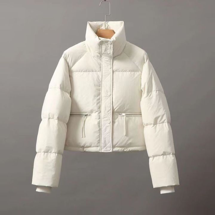 YATO Women's Winter Stand Collar Cropped Jacket - Thickened and