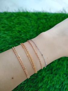 gelang tangan perempuan perak 925 asli lapis emas putih model rantai jedar 2 layer variasi Nori 1 bel - perhiasan gelang tangan wanita terbaru s925