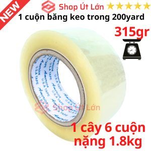 1 Cuộn băng keo trong đục 200yard nặng 315gram rộng 4.7cm lõi 5mm 1 cây có 6 cuộn nặng 1.8kg