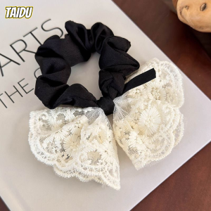 Taidu Dễ Thương NƠ REN Scrunchie cột tóc Cho Phụ Nữ Thanh Lịch phong cách Hàn Quốc buộc tóc co giãn Với Tinh Tế Thiết Kế Hoa
