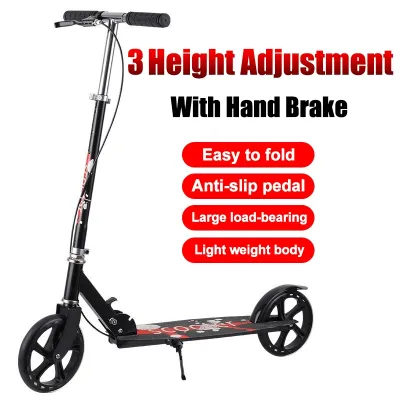 High-quality adult/teenager scooter with two wheels and double brakes easy to fold and carry
