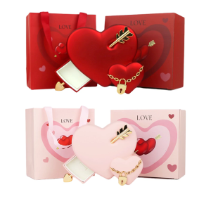 Heart Shaped Holder for Rings and Necklaces Stylish Valentines Day Gift Packaging Box Rings and Necklaces Case