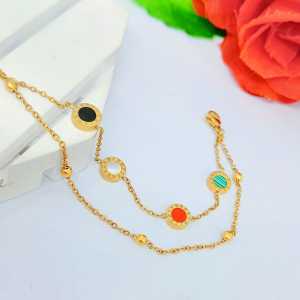 GELANG TITANIUM  2 LAYER BULAT ROMAWI BOLAK BALIK ANTI LUNTUR DAN ANTI KARAT.