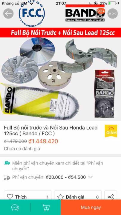 Bộ côn Honda lead 125 chính hãng FCC & BANDO / bộ nồi hondab lead