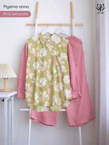 Set Piyama ANNA Motif Floral Multicolor - Baju Tangan Panjang & Celana Panjang Nyaman