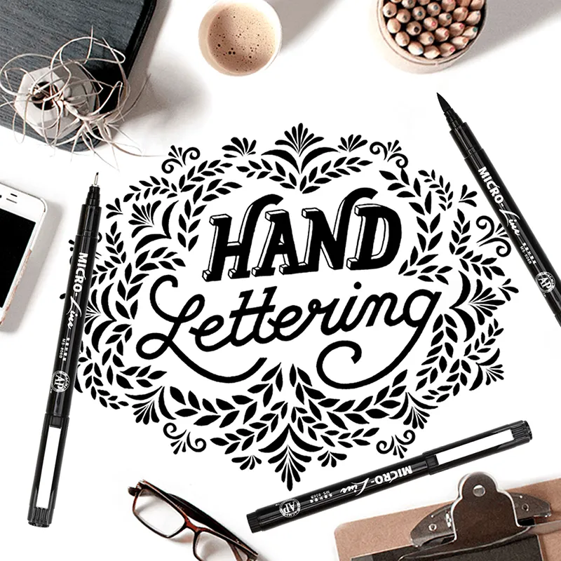 DUKEEN 8Pcs Hand Lettering Pens Neelde Drawing Line Calligraphy Pen  Waterproof Pigment Sketch Markers Pen For Design Art Supplie