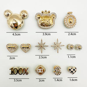 13Pcs/Set Luxury Style Crocs Jibbitz Charms Cute Creative Shoe Flower Cartoon Bear Shoe Buckles Decoration for Crocs