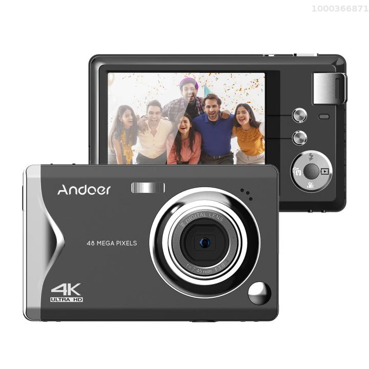 Andoer TFT Portable Digital Camera 48MP 4K Ultra HD 16X Zoom Auto  Focus Self-Timer Face Detection Anti-shaking with 2pcs Batteries Hand Strap 