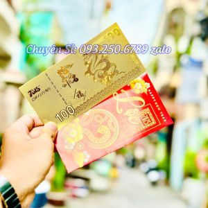 ⭐TẾT 2025⭐  [GIÁ RẺ]  Xấp 100 Tờ Tiền Lì Xì Hình Rắn Vàng In 3D Tài Lộc Phong Thủy May Mắn Chất Liệu Nhựa Plastic Lì Xì