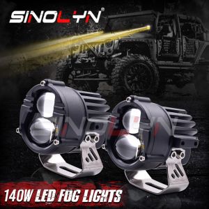 Sinolyn 140W Bi LED Mini Driving Light Fog Lights Work Light Bar Spotlight Auxiliary Light Combo Light For Cars/Motorcycle/SUV/ATV/Truck Universal Projector Lens Waterproof DIY