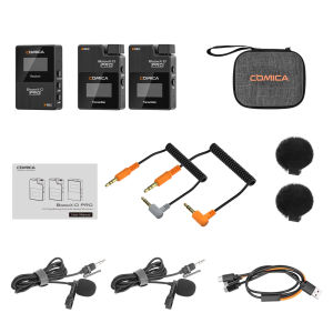 Comica BoomX-D PRO Wireless Lavalier Microphone System with 16G On-board Recording Noise Cancellation Digital Output Support internal recording Wireless Lapel Mic for DSLR Camera/iPhone/Android/Vlog/Live Streaming/Interview